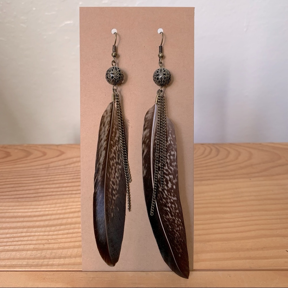 Feather Drop Earrings - image 1
